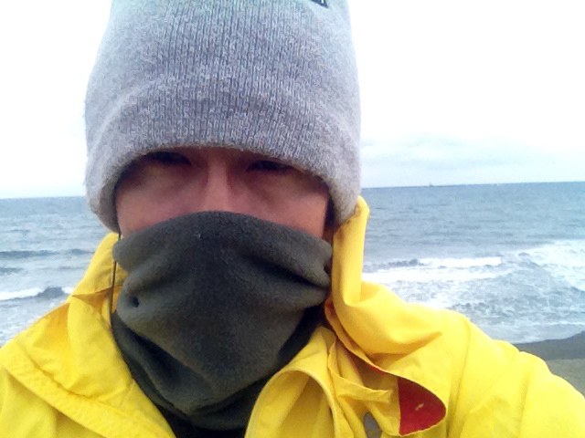 さんきゅー from 太平洋。みんな、ありがとう。これは昨日の写真。走っても寒いぜ。